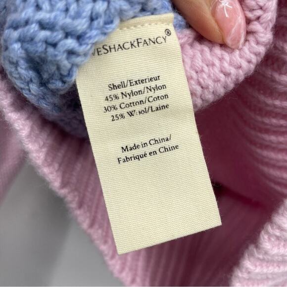 NWT Loveshackfancy ALLAN APPLIQUÉD PATCHWORK KNITTED TURTLENECK SWEATER IN PINK - Picture 6 of 7